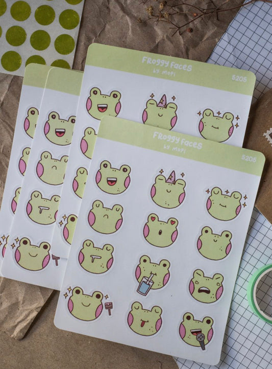 Froggy Faces - Stickers Sheet