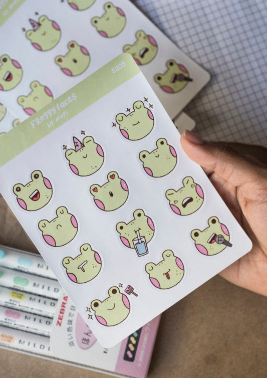 Froggy Faces - Stickers Sheet